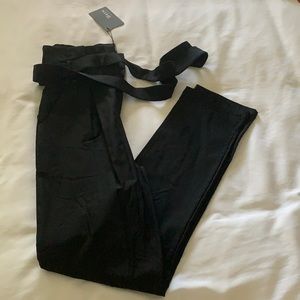 Super stretchy black paper bag pant